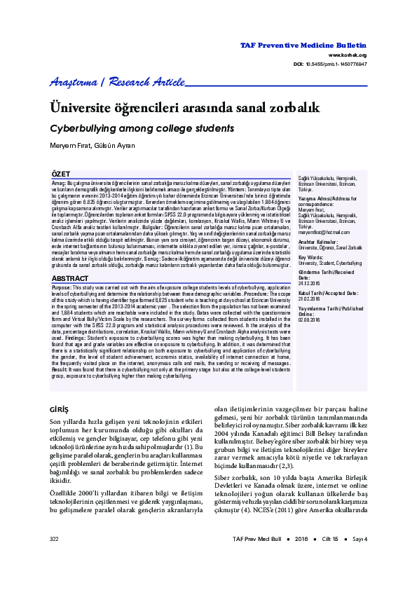 (PDF) Cyberbullying among college students