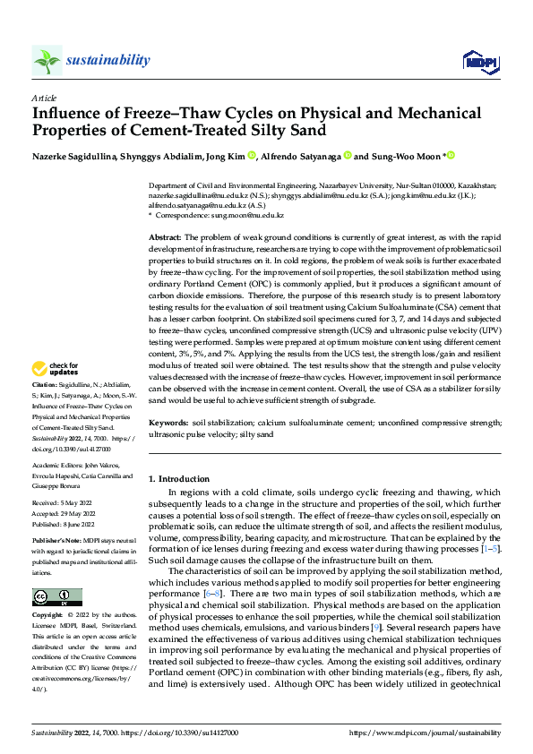 (PDF) Influence of Freeze–Thaw Cycles on Physical and Mechanical ...
