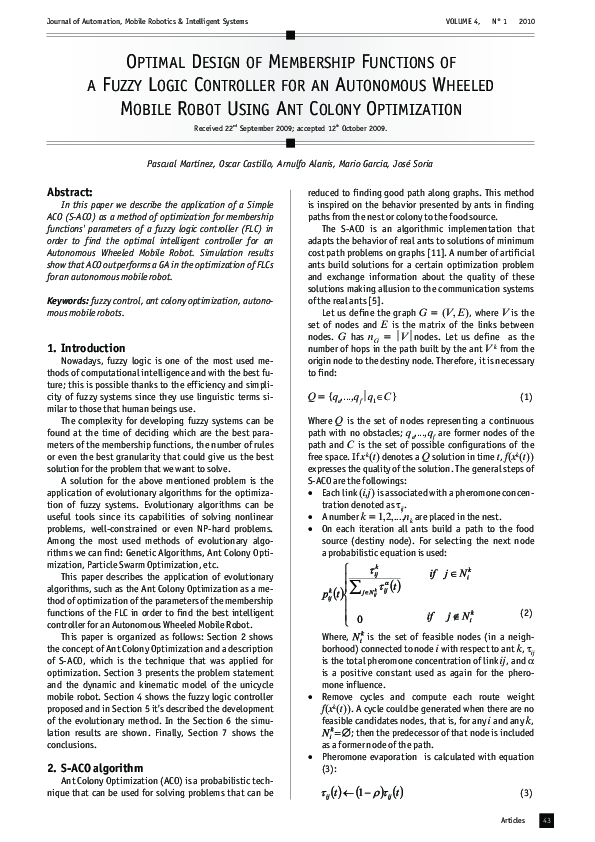(PDF) Optimization of membership functions of a fuzzy logic controller ...