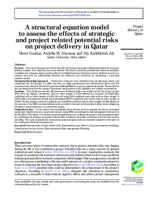 (PDF) A structural equation model to assess the effects of strategic ...