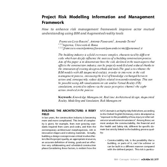 (PDF) Project Risk Modelling Information and Management Framework