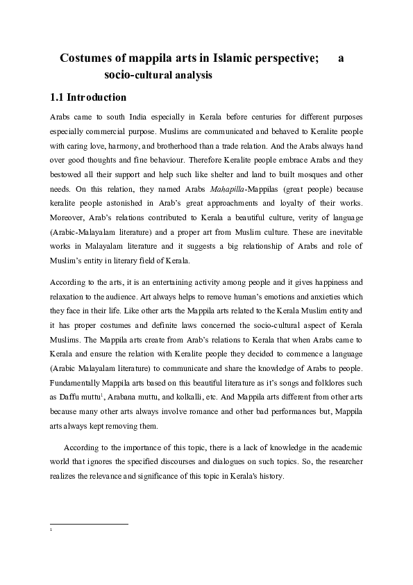 (DOC) Costumes of mappila arts in Islamic perspective; a socio-cultural ...