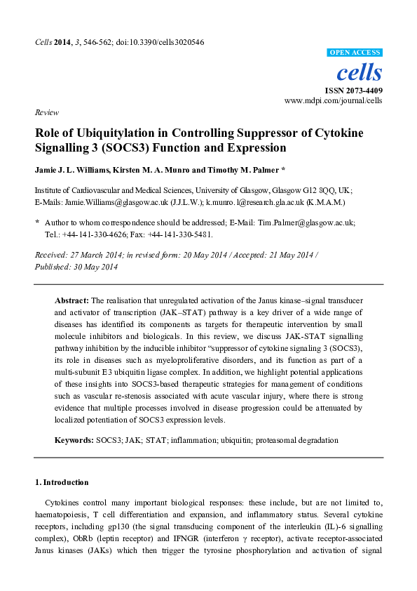 (PDF) Role of Ubiquitylation in Controlling Suppressor of Cytokine ...