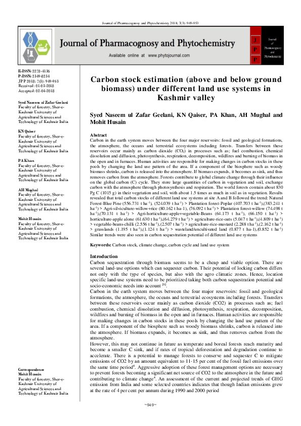 (PDF) Carbon stock estimation (above and below ground biomass) under ...