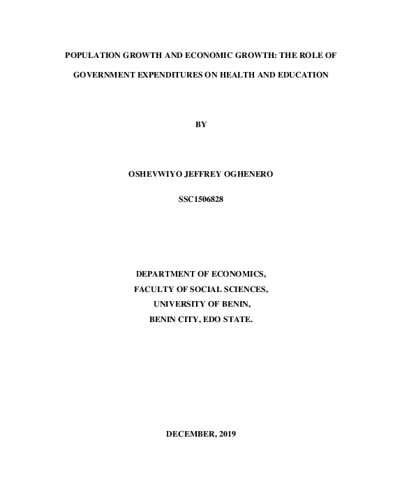(PDF) POPULATION GROWTH AND ECONOMIC GROWTH: THE ROLE OF GOVERNMENT ...
