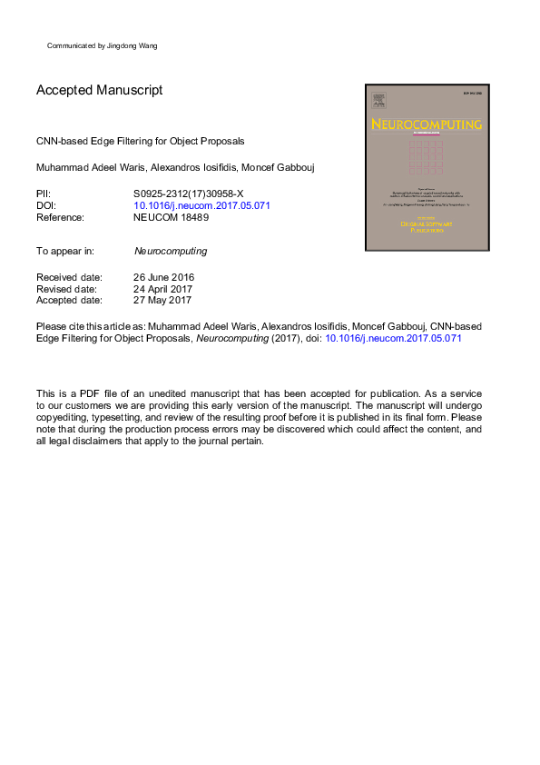 (PDF) CNN-based edge filtering for object proposals