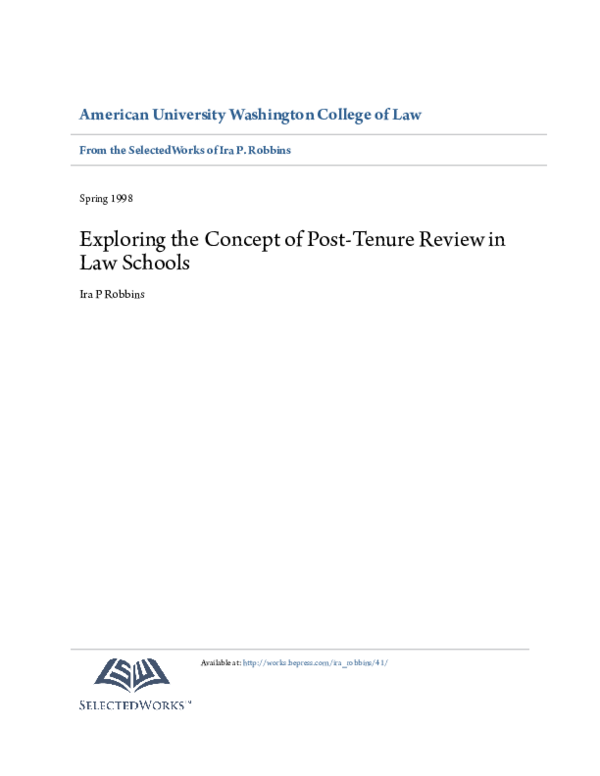 (PDF) Exploring the Concept of PostTenure Review in Law Schools Ira