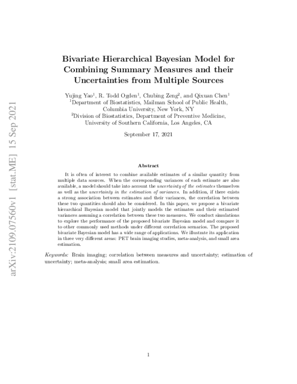 (PDF) Bivariate Hierarchical Bayesian Model for Combining Summary ...