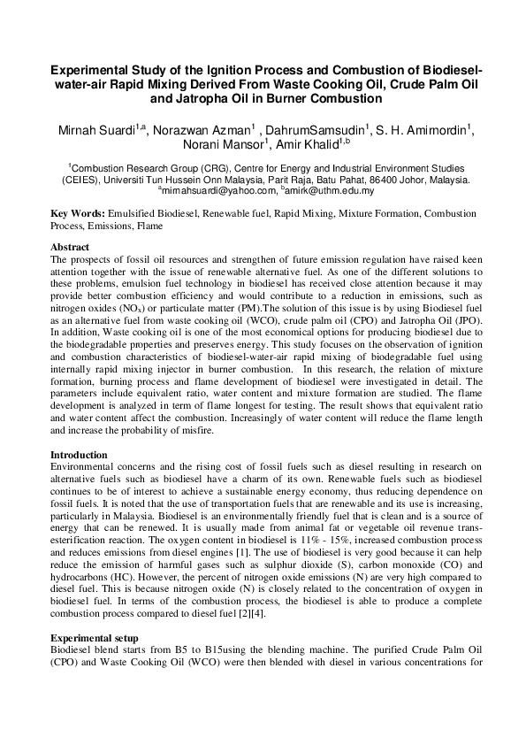 (PDF) Experimental Study of the Ignition Process and Combustion of ...