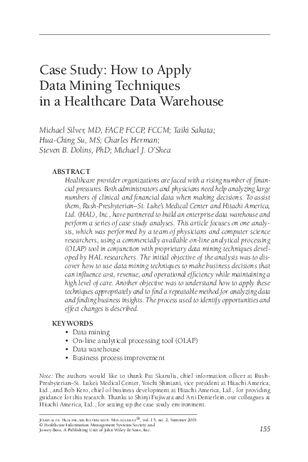 (PDF) Case study: how to apply data mining techniques in a healthcare ...
