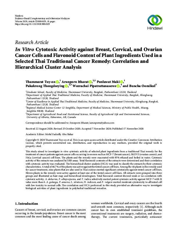 (PDF) In Vitro Cytotoxic Activity against Breast, Cervical, and Ovarian ...