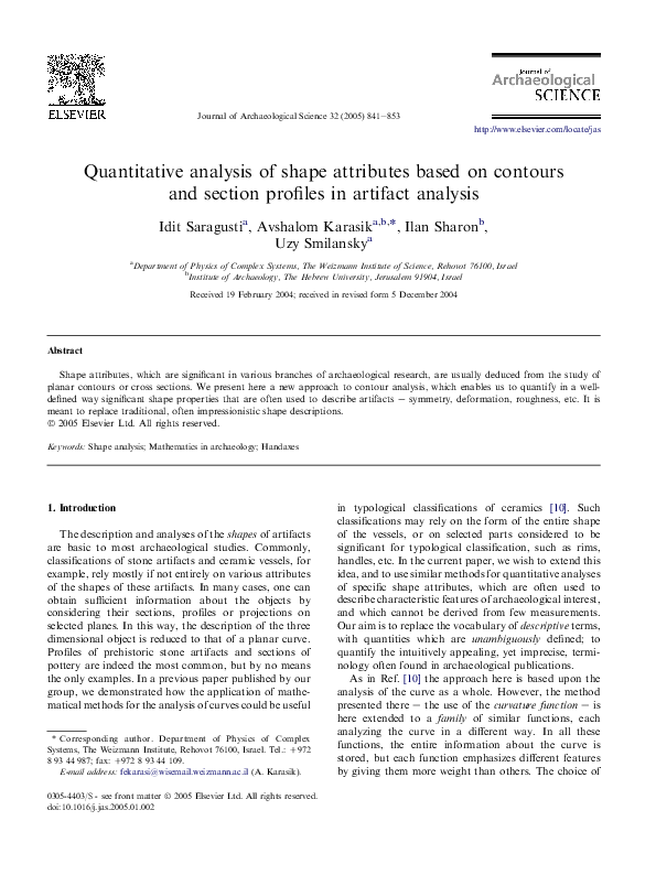 (PDF) Quantitative analysis of shape attributes based on contours and ...