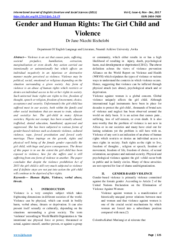 (PDF) Gender and Human Rights: The Girl Child and Violence