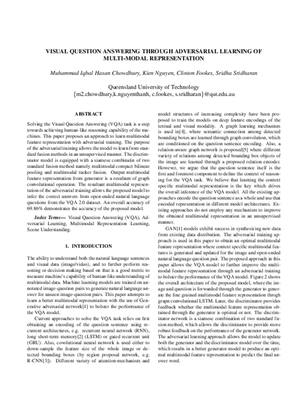 (PDF) Visual Question Answering Through Adversarial Learning of Multi ...