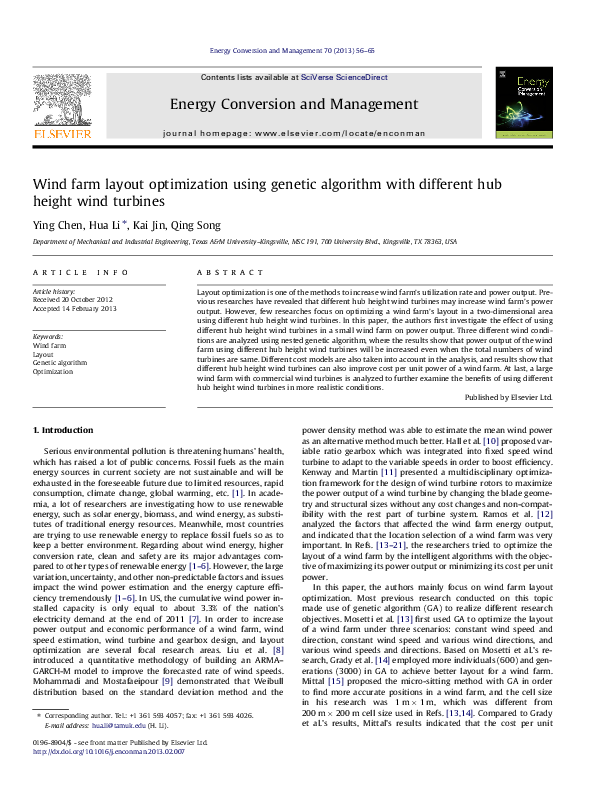 (PDF) Wind farm layout optimization using genetic algorithm with ...