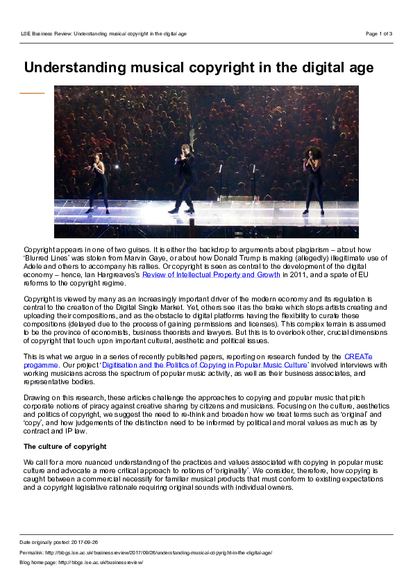 (PDF) Understanding musical copyright in the digital age