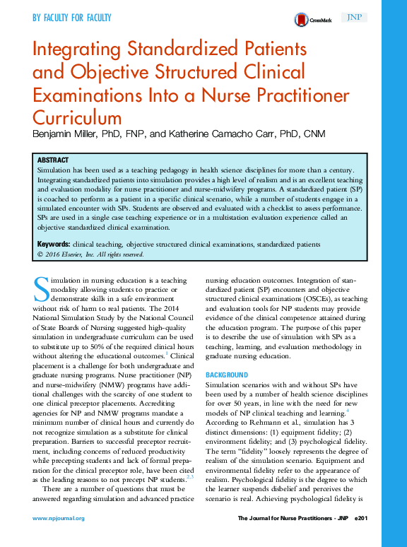 (PDF) Integrating Standardized Patients and Objective Structured ...
