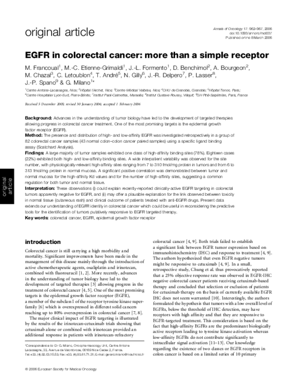 (PDF) EGFR in colorectal cancer: more than a simple receptor
