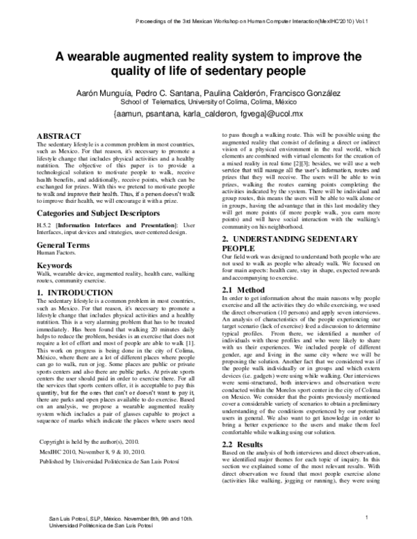(PDF) A Wearable Augmented Reality System to Improve the Quality of ...