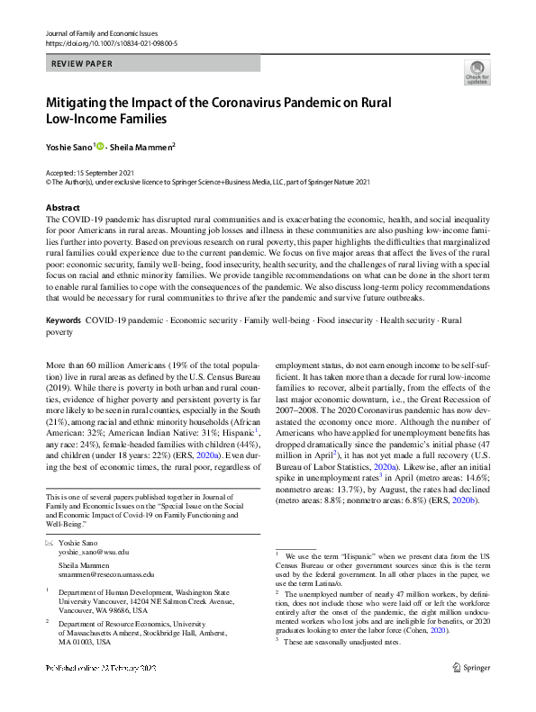 (PDF) Mitigating the Impact of the Coronavirus Pandemic on Rural Low ...