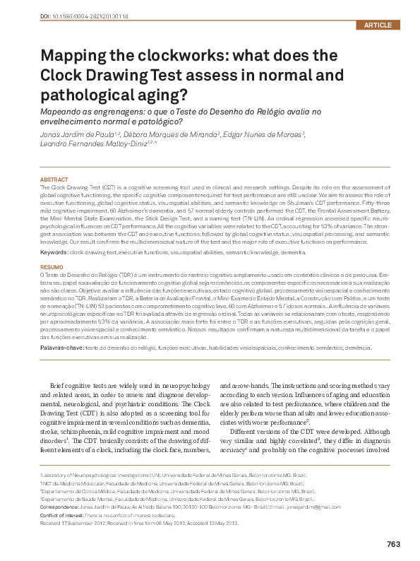 (PDF) Mapping the clockworks what does the Clock Drawing Test assess
