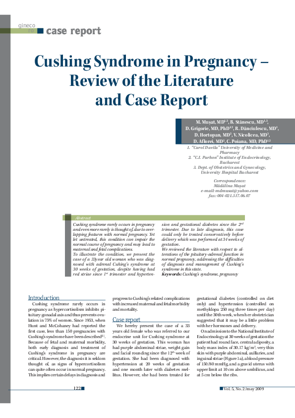 (PDF) Cushing Syndrome in Pregnancy - Review of the Literature and Case ...