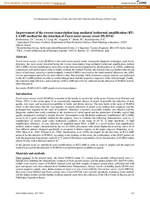 (PDF) Improvement of the reverse transcription loop mediated isothermal ...