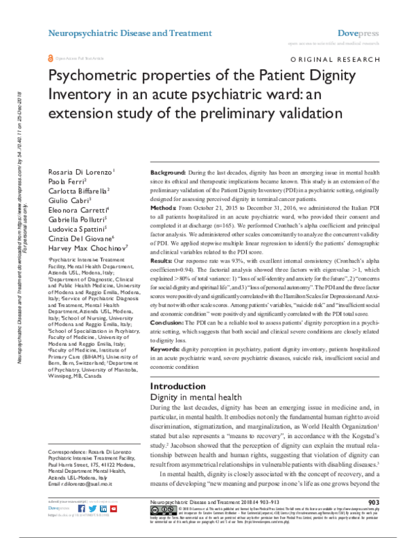 (PDF) Psychometric properties of the Patient Dignity Inventory in an ...