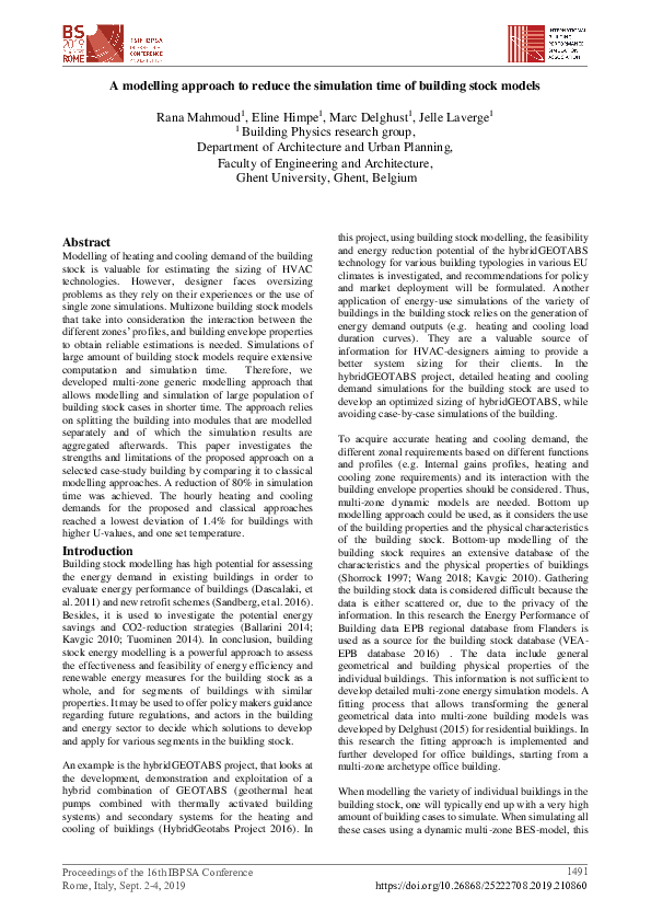 (PDF) A Modelling Approach to Reduce the Simulation Time of Building ...