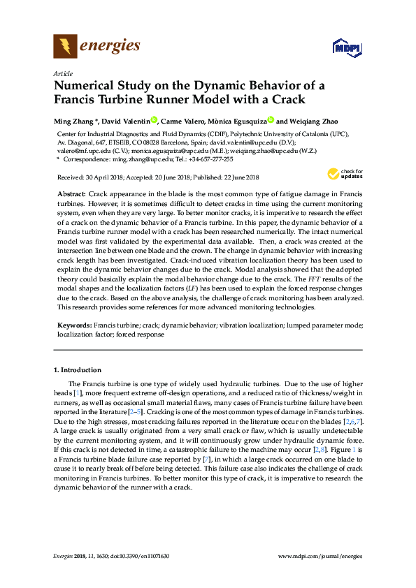 (PDF) Numerical Study on the Dynamic Behavior of a Francis Turbine ...
