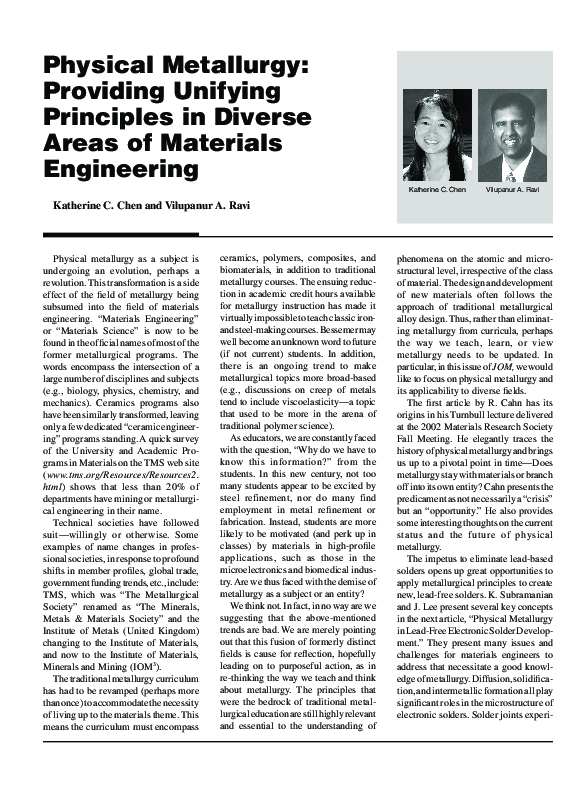 (PDF) Physical metallurgy: Providing unifying principles in diverse ...