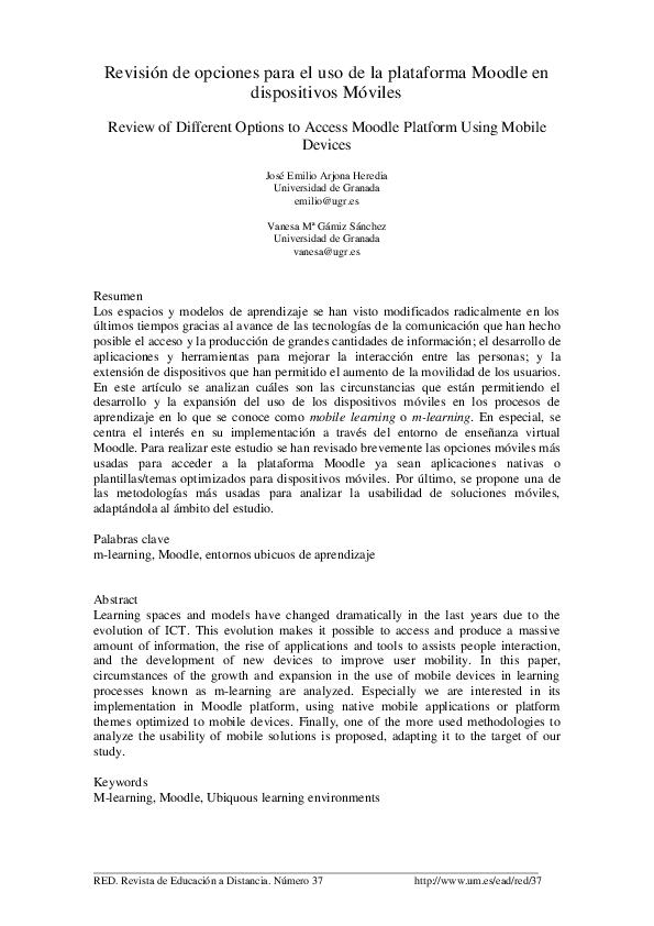 (PDF) Revisión de opciones para el uso de la plataforma Moodle en ...