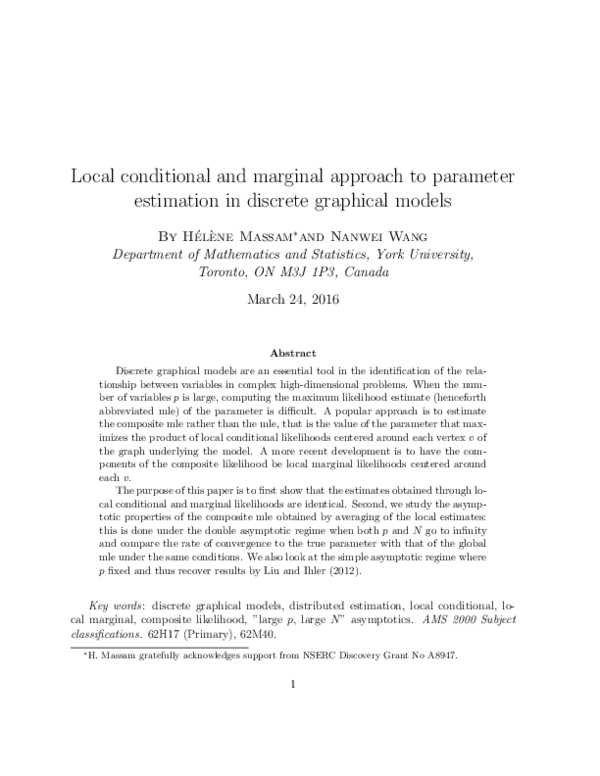 (PDF) Local conditional and marginal approach to parameter estimation ...