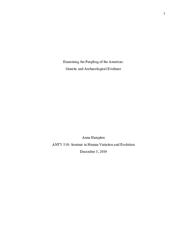 (DOC) Examining the Peopling of the Americas: Genetic and ...