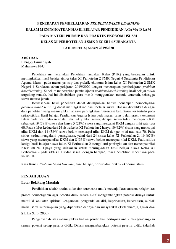 (PDF) PENERAPAN PEMBELAJARAN PROBLEM BASED LEARNING DALAM MENINGKATKAN ...