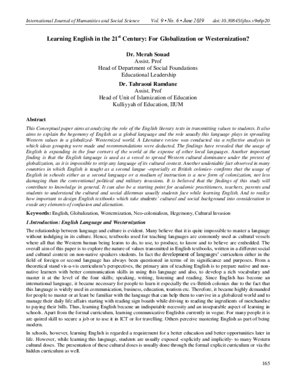 (PDF) Learning English in the 21st Century: For Globalization or ...