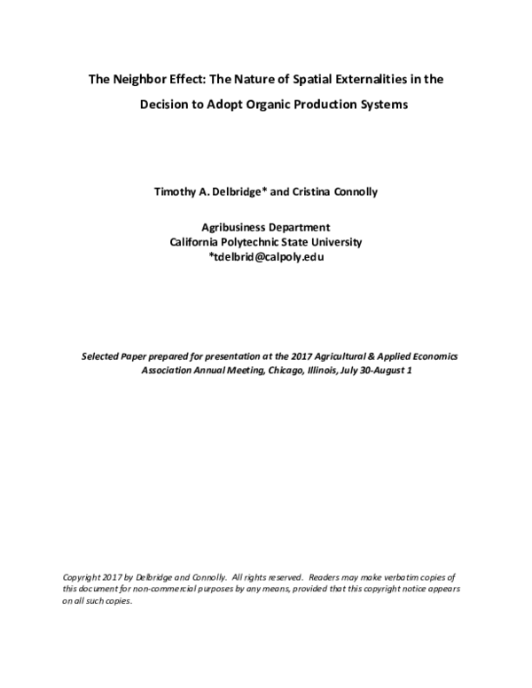 (PDF) The Neighbor Effect: The Nature of Spatial Externalities in the ...