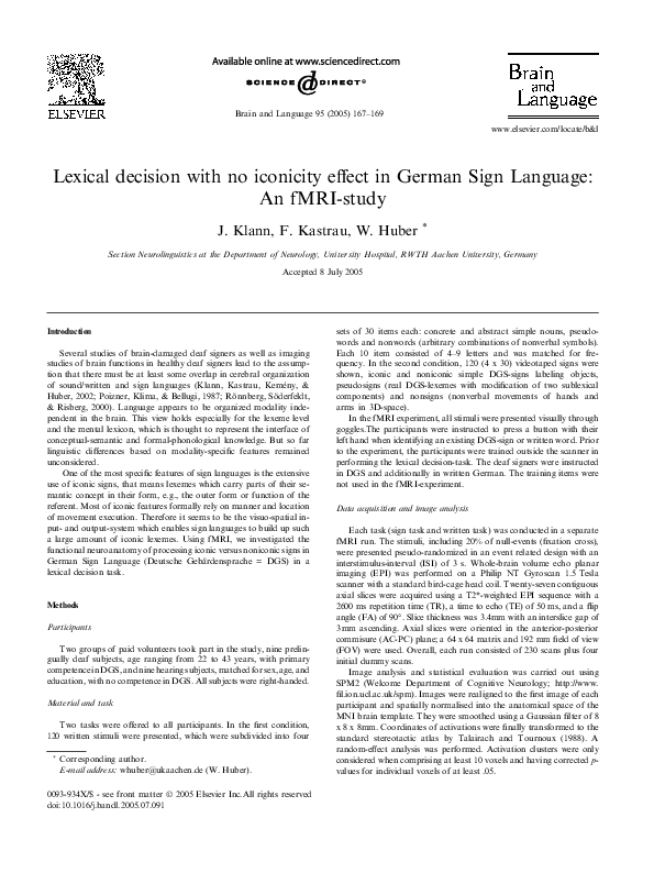 (PDF) Lexical decision with no iconicity effect in German Sign Language ...