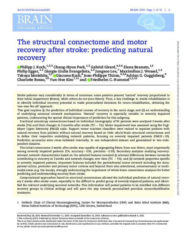 (PDF) The structural connectome and motor recovery after stroke ...