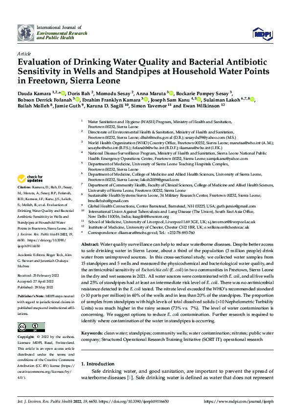 (PDF) Evaluation of Drinking Water Quality and Bacterial Antibiotic ...
