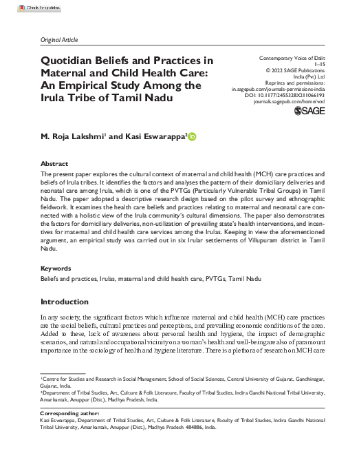 (PDF) Quotidian Beliefs and Practices in Maternal and Child Health Care ...