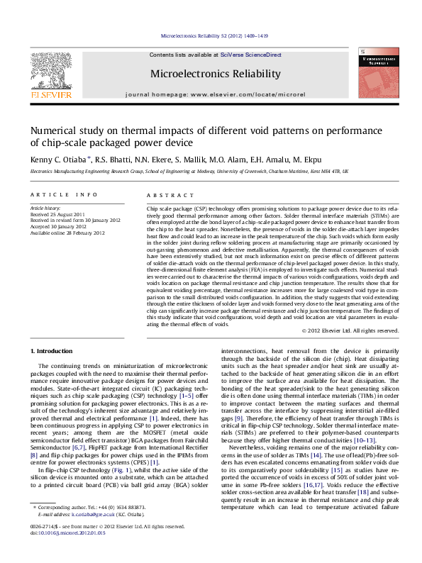 (PDF) Numerical study on thermal impacts of different void patterns on