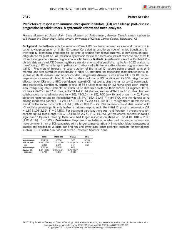 (PDF) Predictors of response to immune checkpoint inhibitors (ICI ...