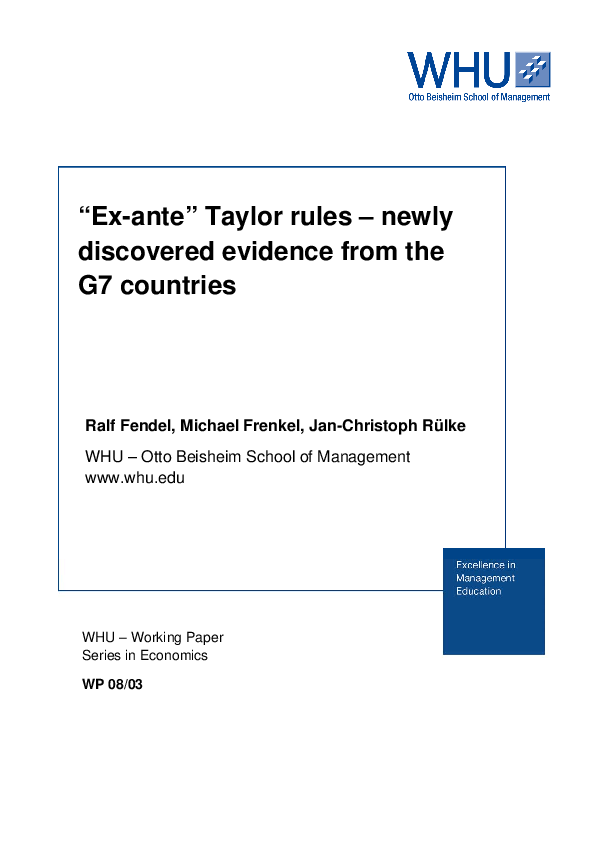 (PDF) ‘Ex-ante’ Taylor rules – Newly discovered evidence from the G7 ...