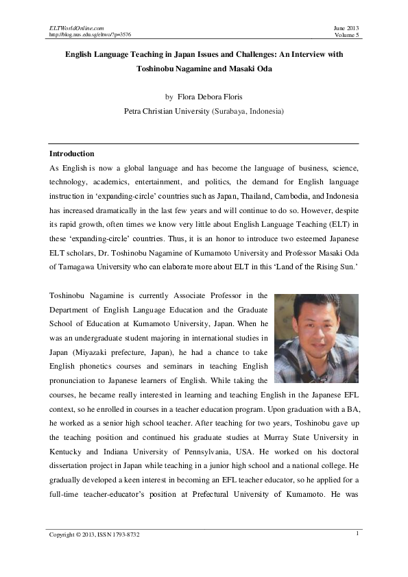 (PDF) English Language Teaching in Japan Issues and Challenges : An ...