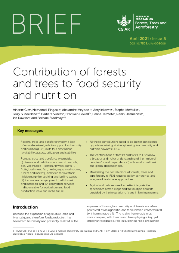 (PDF) Contribution of forests and trees to food security and nutrition