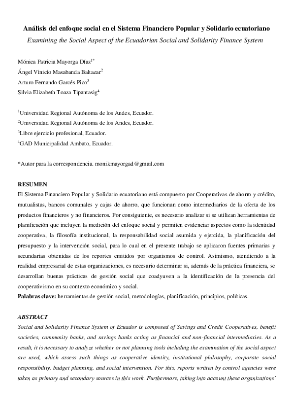 (PDF) Análisis del enfoque social en el Sistema Financiero Popular y ...