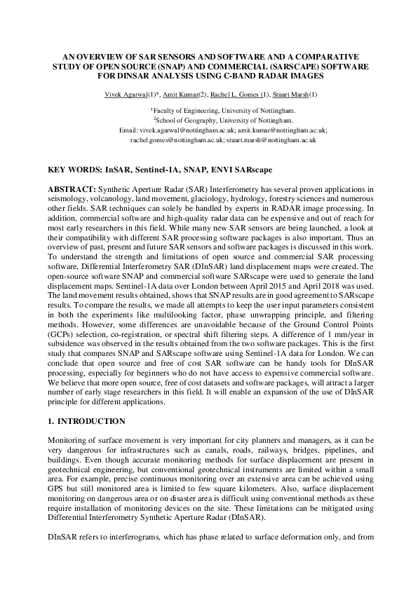 (PDF) An Overview of Sar Sensors and Software and a Comparative Study ...