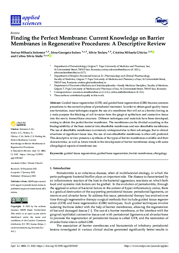 Finding the Perfect Membrane: Current Knowledge on Barrier Membranes in ...