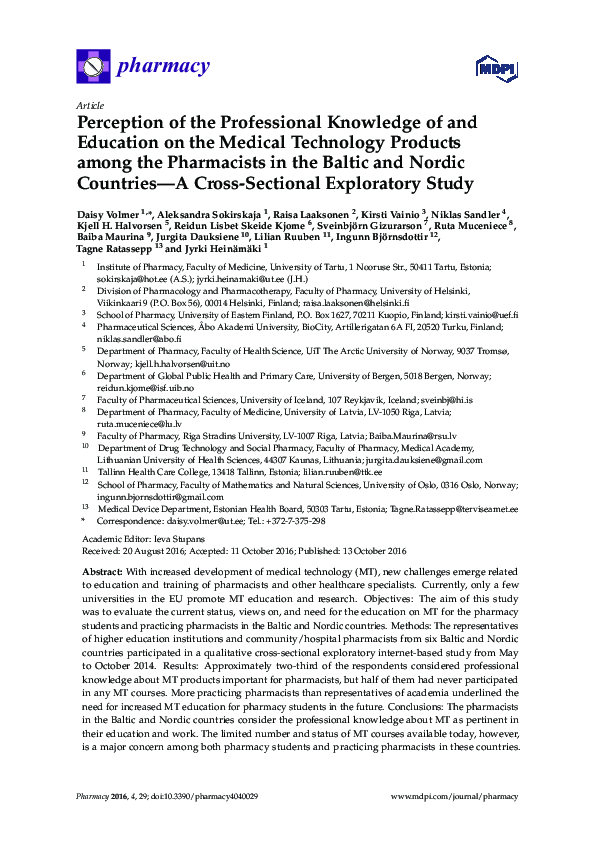 (PDF) Perception of the Professional Knowledge of and Education on the ...